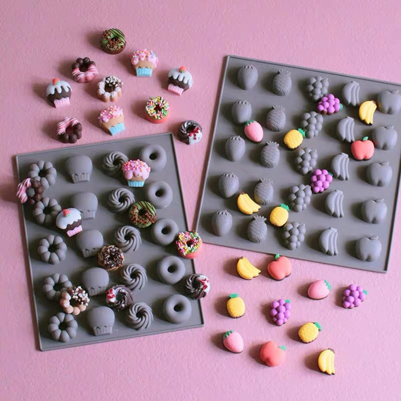 Donut Mold Silicone - Multicavity Fruit Silicone Chocolate Baking Mold